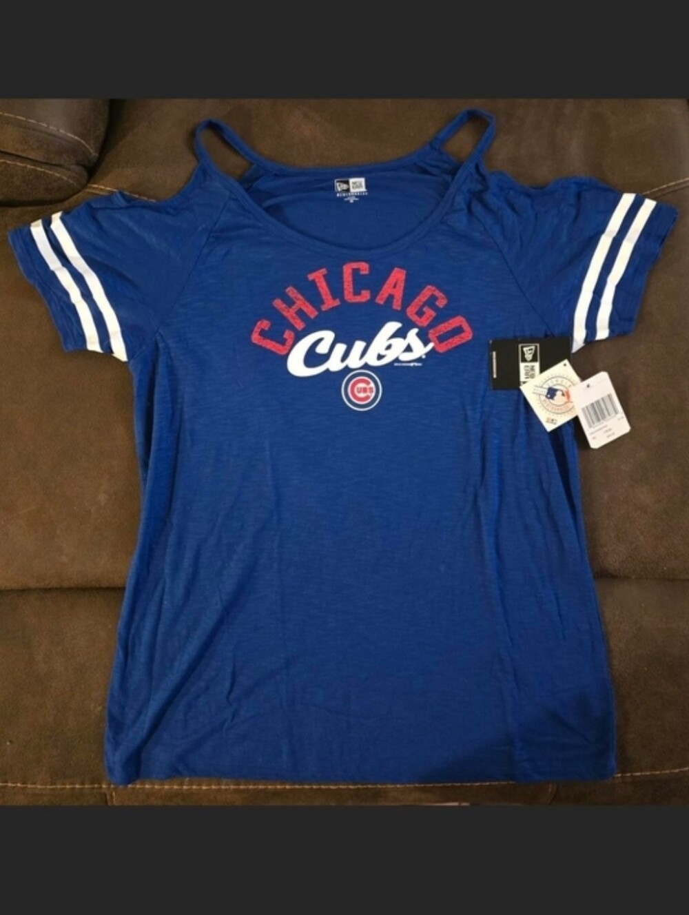 MLB New Era Women's Royal Blue Chicago Cubs Cold-Shoulder Tee Size 2x